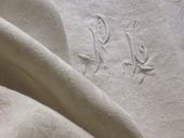 Damask formal tablecloth and 13 napkin set, linen damask