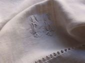  Vintage linen toddler sheet, monogram: FG
