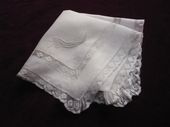 fine antique linen and lace handkerchief