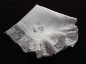 antique embroidered wedding hanky monogram JR