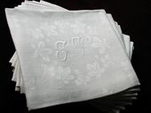 Antique damask napkins ,monogram: tv
