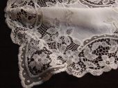 linen and Luxeuil lace handkerchief monogram AA