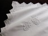 Pair of antique pillow shams, monogram : JC