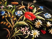Antique embroidered table throw