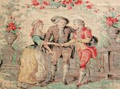 Antique hand printed fabric, 1860, origin:France