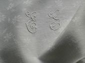 6 antique linen napkins, monogram: eg
