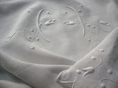 Antique French linen sheet and pillow, monogram: JL