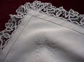 Large antique linen pillow sham, monogram:JL