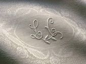 French antique damask napkins, monogram: lc