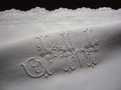 Antique large pillow sham, Monogram: JM