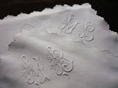 Antique linen pillow shams, monogram MB