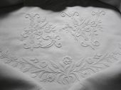 White linen sheet, Monogram LV