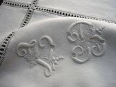 french linen pair of pillow sham, monogram: VB