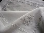 whitework lawn embroidered handkerchief