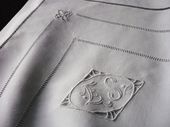 Embroidered French pillow sham, monogram ES