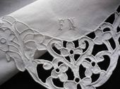 bridal handkerchief Richelieu embroidery