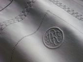 Antique linen pillow sham, monogram RT