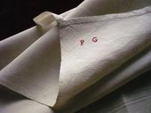 3 linen dish towels, monogram PG