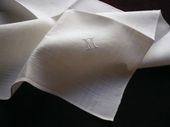 Elegant vintage white  pocket handkerchieves, monogram: m