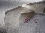 Homespun antique dish towels, monogram:CH