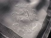 Antique embroidered handkerchief, monogram: FR