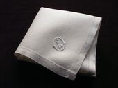 fine white linen men's hankies monogram L