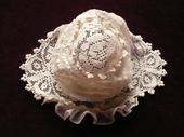 antique Art Deco tulle and lace baby bonnet