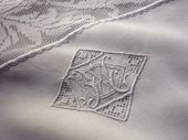 antique linen pillow shams mono MD filet lace insert
