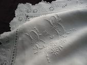 antique embroidered pillow shams monogram PB