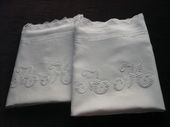 antique fine linen and lace pillow shams monogram AM