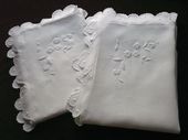 antique fine linen embroidered pillow shams