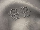 linen damask hunting motif table service monogram GD