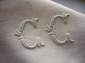 vintage fine linen hand towels monogram CC