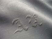 Vintage linen damask guest hand towels monogram AR