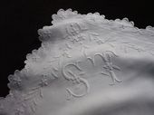 antique embroidered pillow shams monogrammed ST