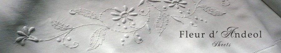Antique luxury linen sheets by Fleur d' Andeol