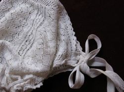 French vintage crocheted baby bonnet
