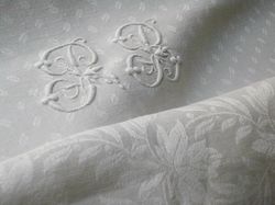 luxury tablecloth and napkin set monogram PB