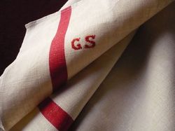 French torchon kitchen towels monogram GS