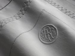 luxury bed linens monogram RT