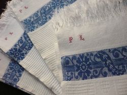 luxury French linen damask towels monogram BR