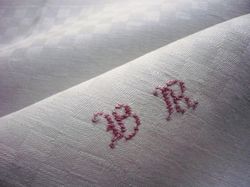 luxury French linen damask towels monogram BR