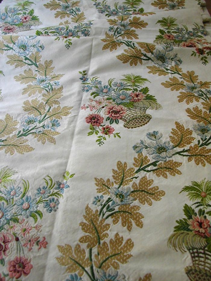Antique silk brocade fabric,Motif:  floral