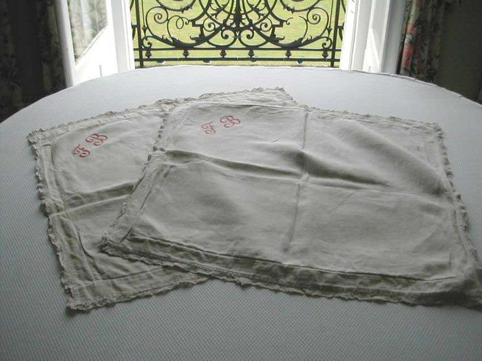 Pair of antique hemp pillow shams