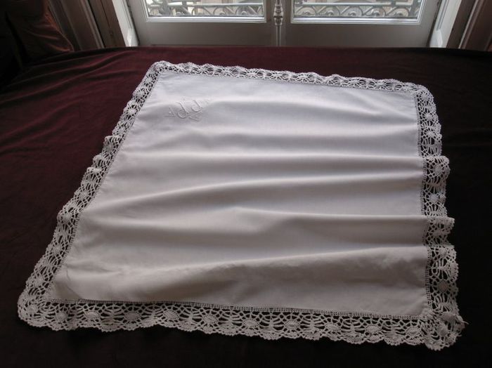 Antique white pillow sham, monogram: JJ