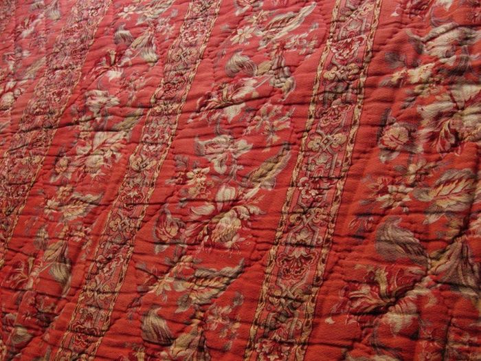 antique French handmade quilt  fabric: cretonne, vintage