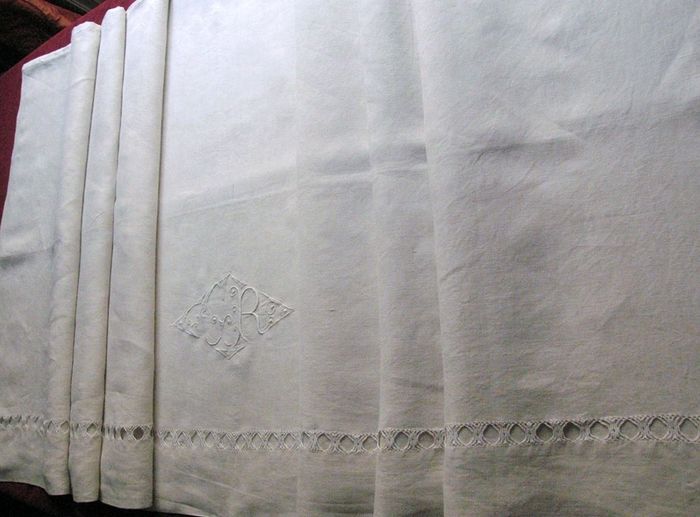  French linen sheet monogrammed GR