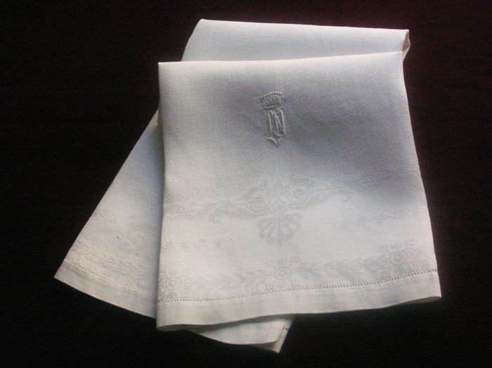 2 vintage damask hand towels