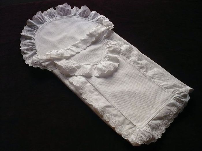 rare French embroidered baby bunting