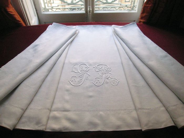 King size antique french linen sheet